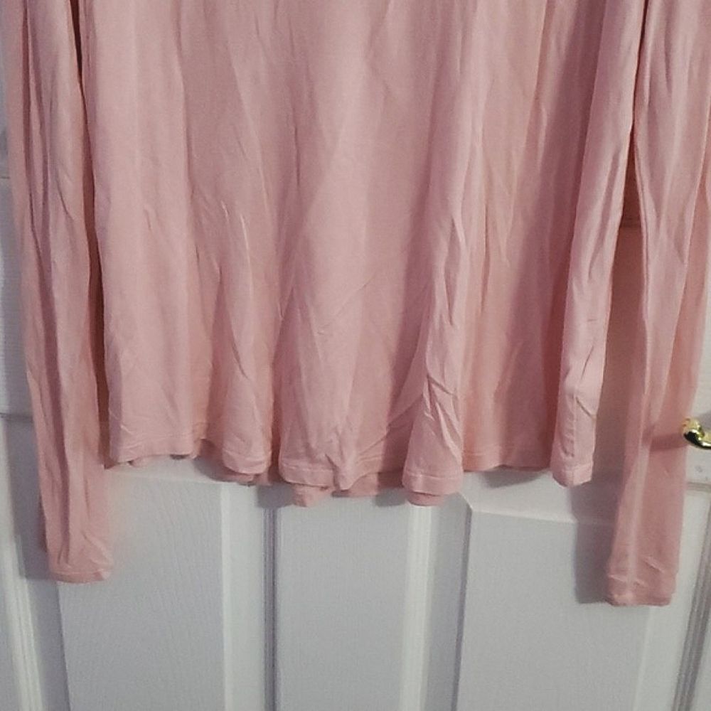 NWOT Aero Pink Long Sleeve Seriously Soft Floral Embroidered Perfect Crew Top L - Picture 7 of 14
